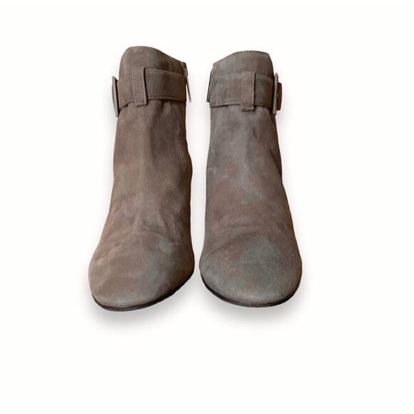 Aquatalia Vanie Brown Suede Sock Boots Sz 7.5B Block Heel Side Zip Waterproof - Picture 7 of 12